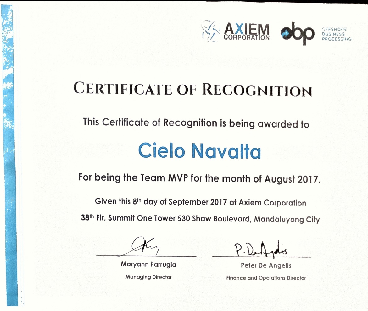 MVP Aug 2017