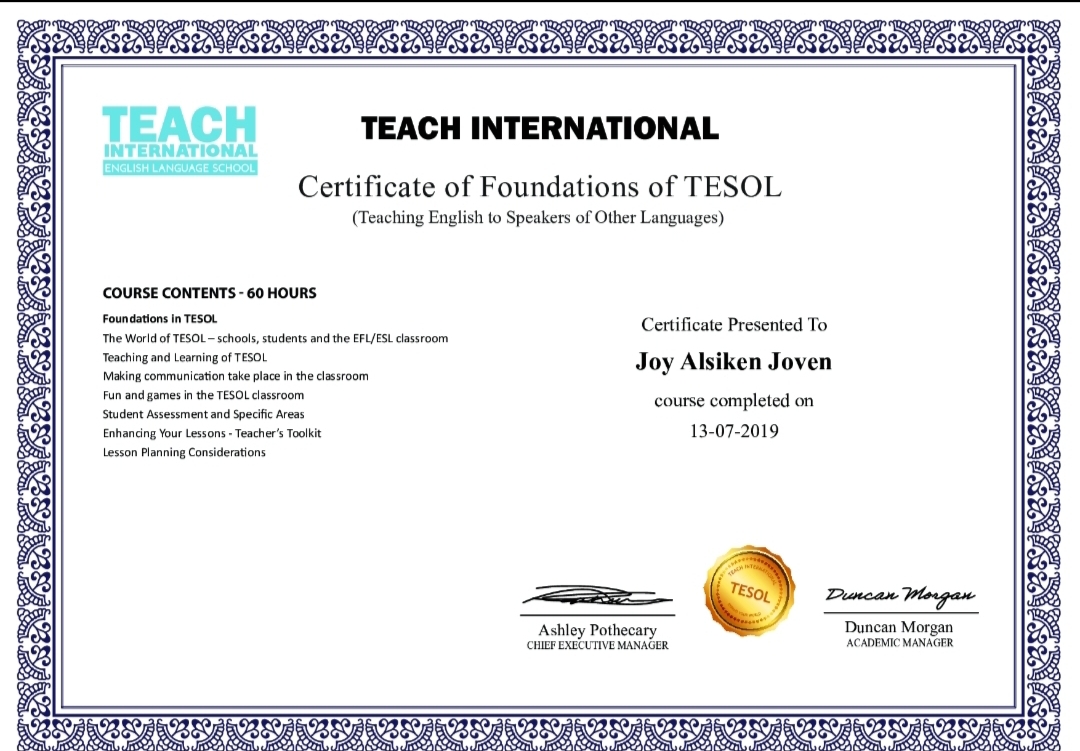 Certificate of foundations of TESOL