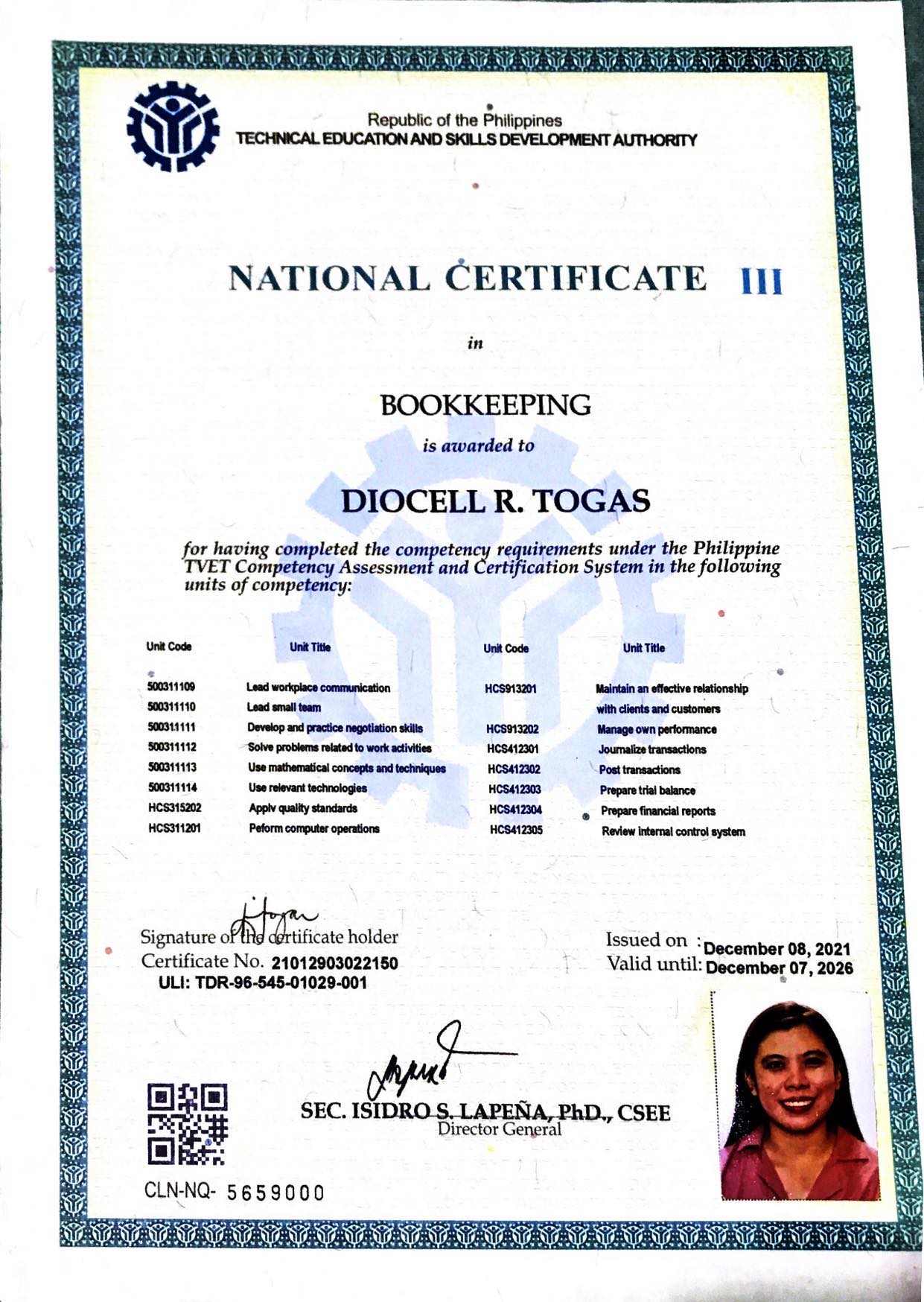 NATIONAL CERTIFICATE III ON BOOKKEEPING