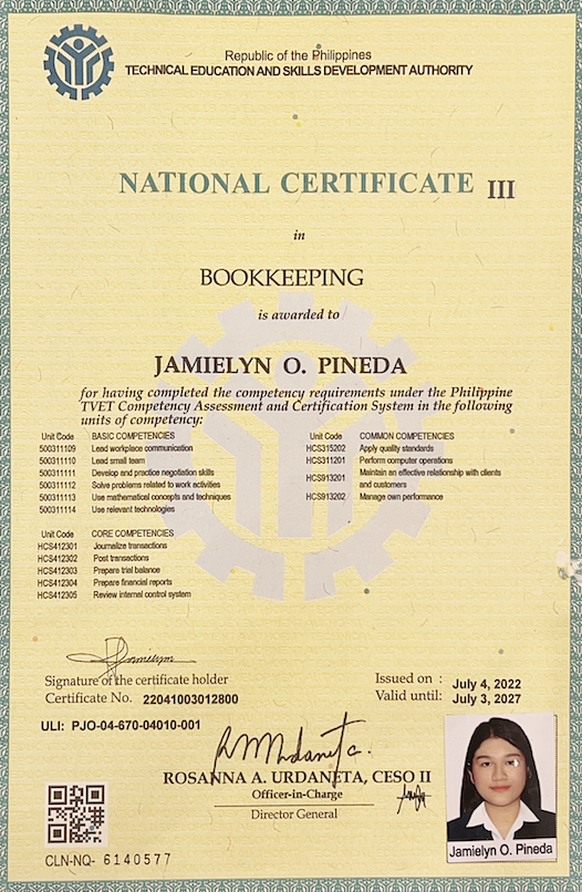 National Certificate III in Bookkeeping