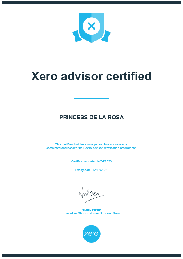 XERO ADVISOR CERTIFIED