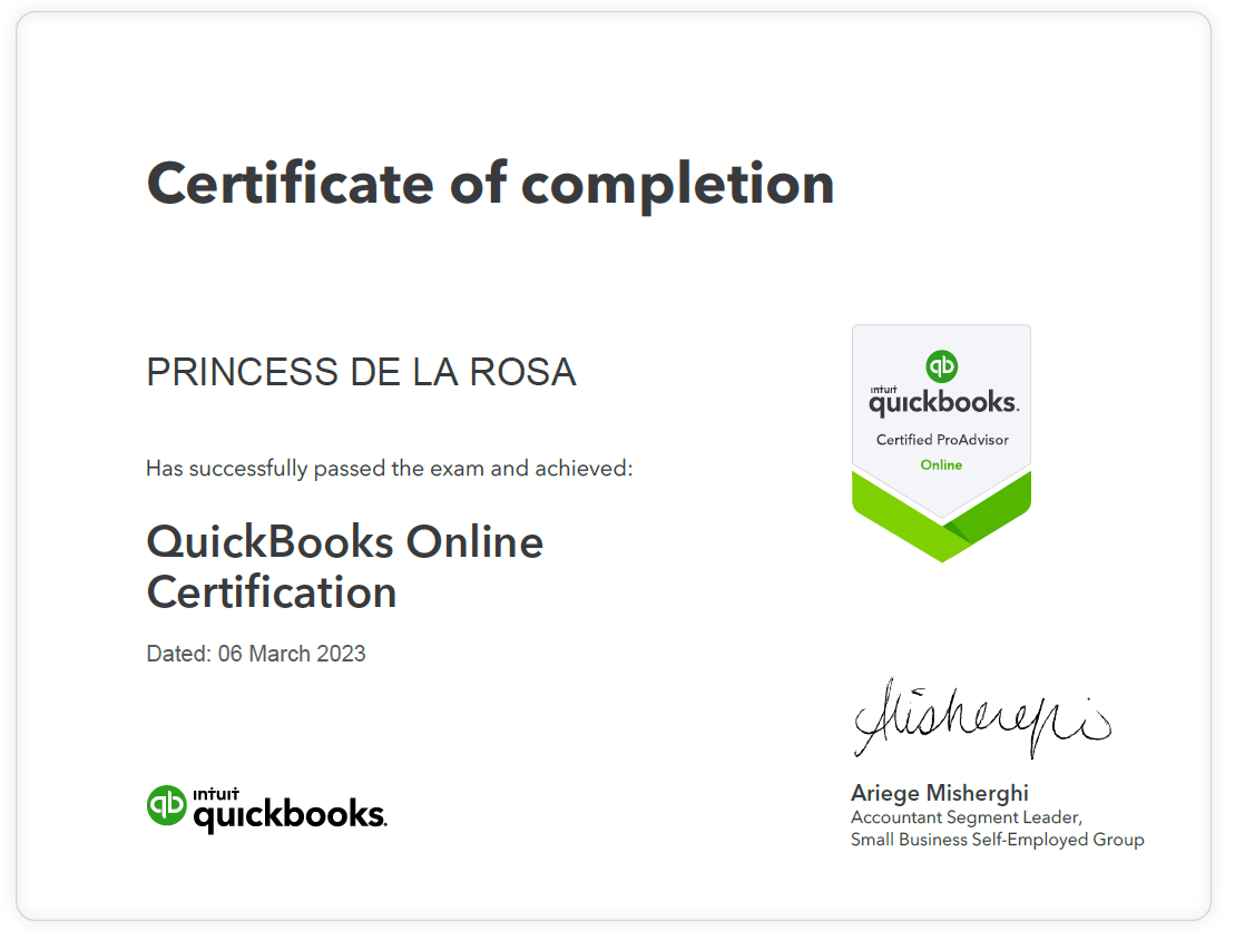 QUICKBOOKS CERTIFIFIED PROADVISIOR