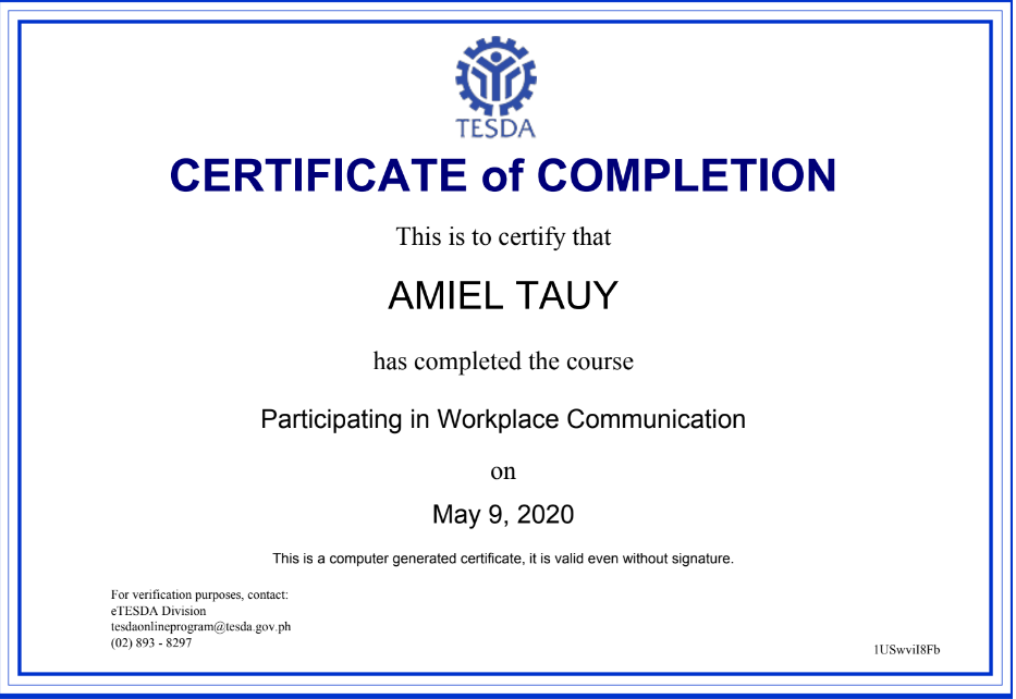 Tesda Workplace Communication Training