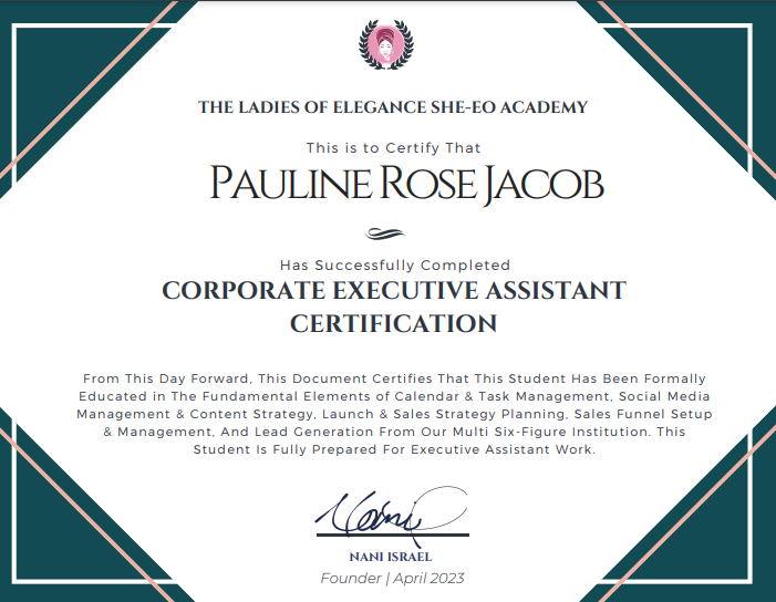 Corporate Executive Assistant Training Certificate