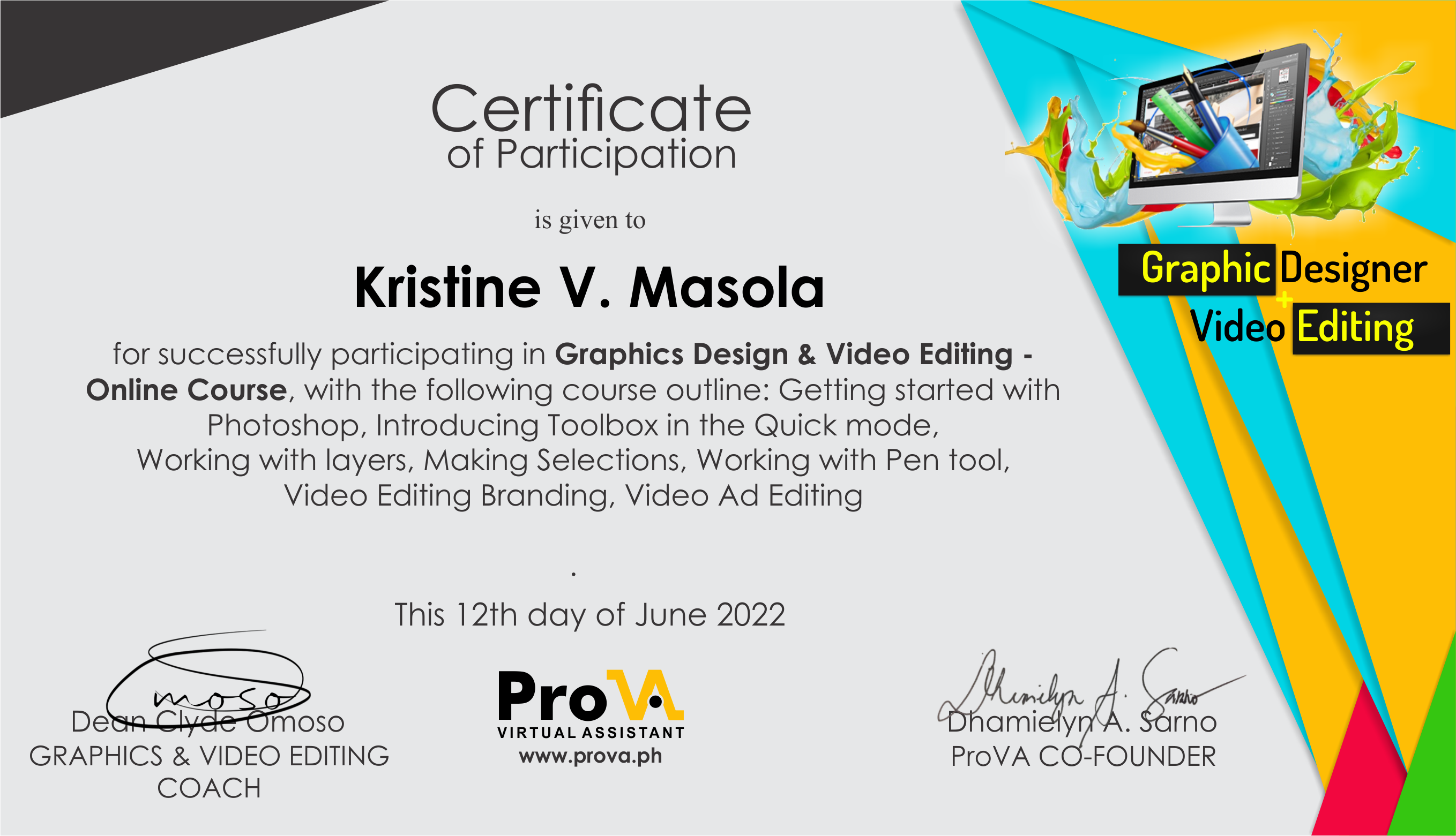 Graphics Design and Video Editing Certificate