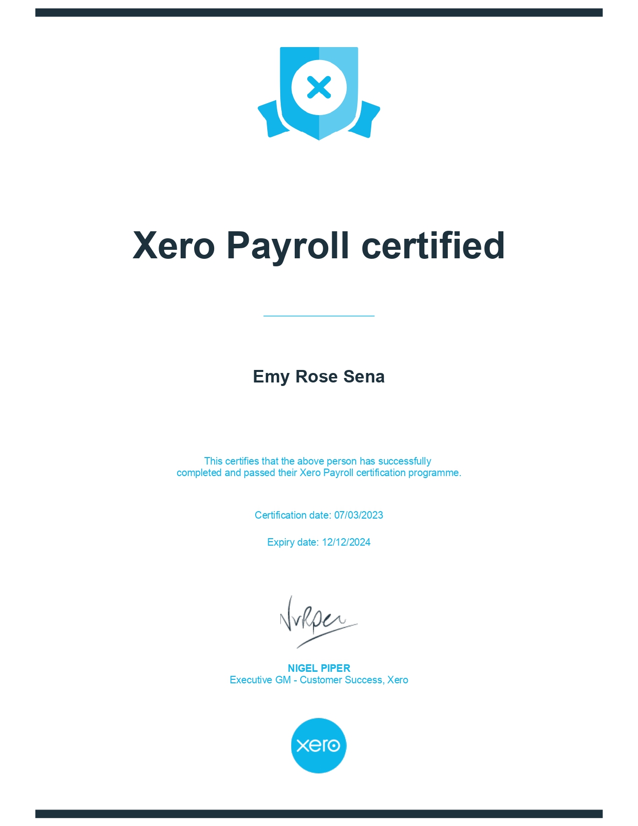 Xero payroll certified