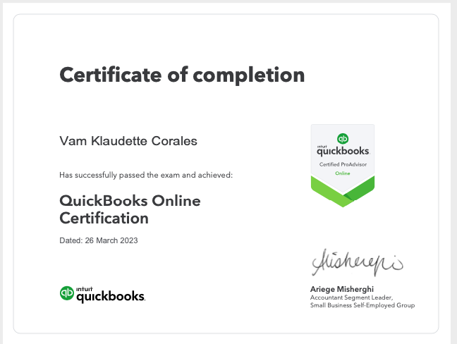 Quickbooks Online Certificate