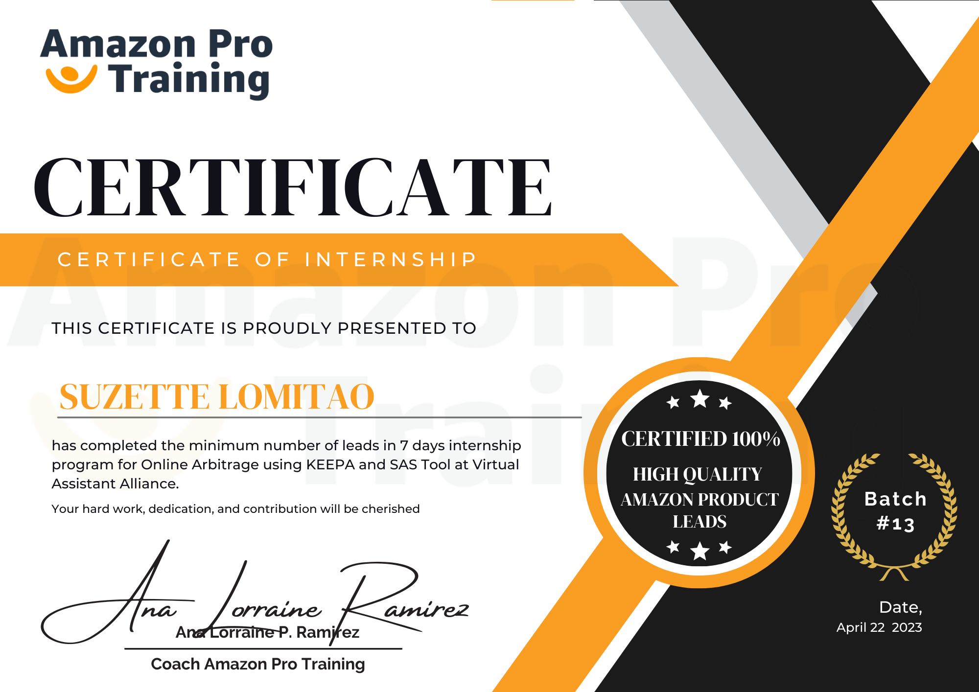 Amazon Pro Training Certificate