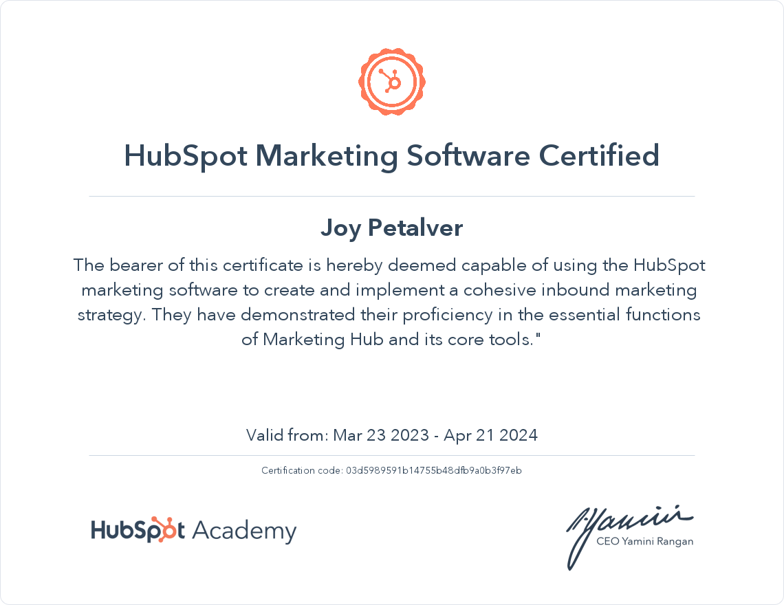 HubSpot Marketing Software Certification