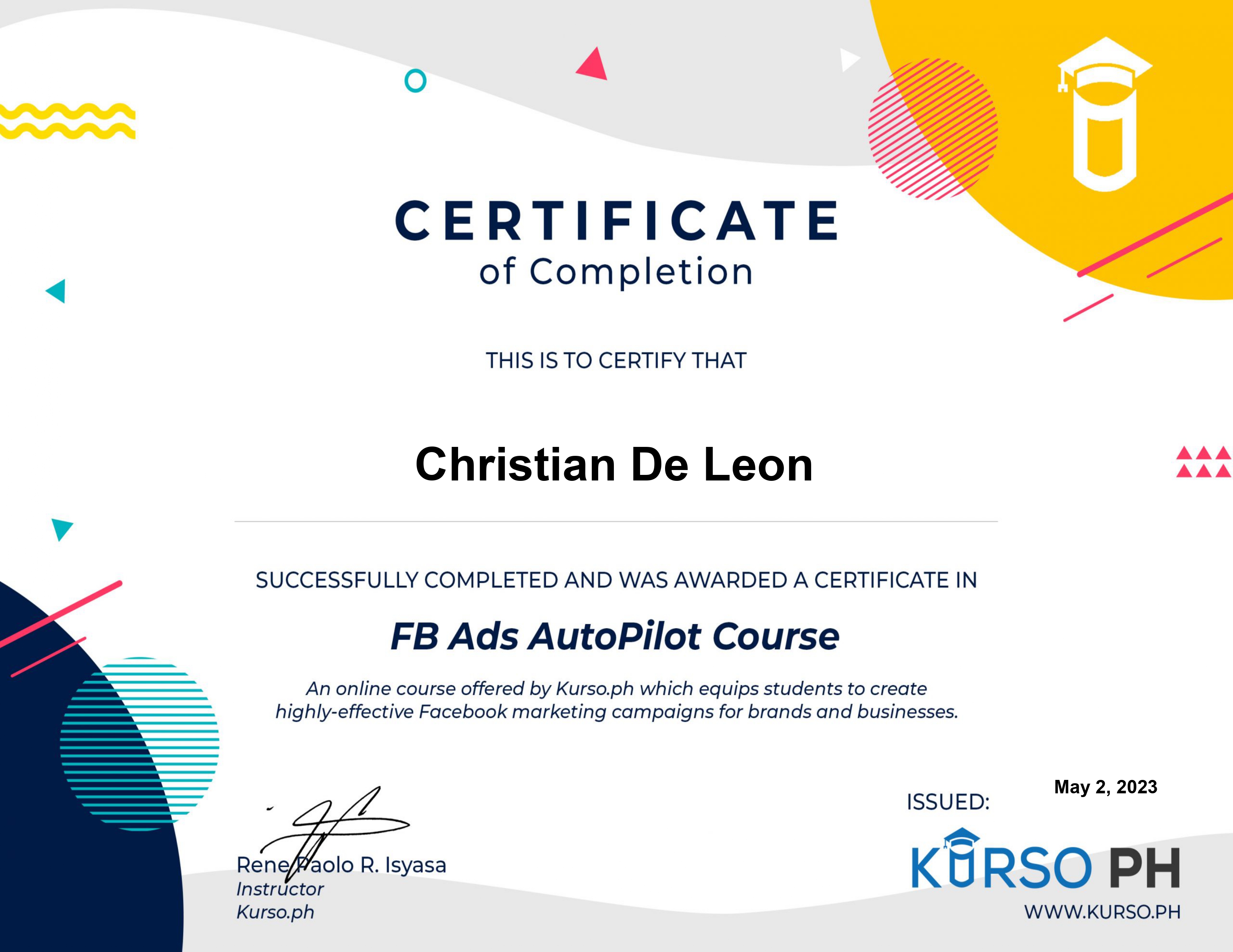 FB Ads Autopilot Certificate (Kurso.Ph)