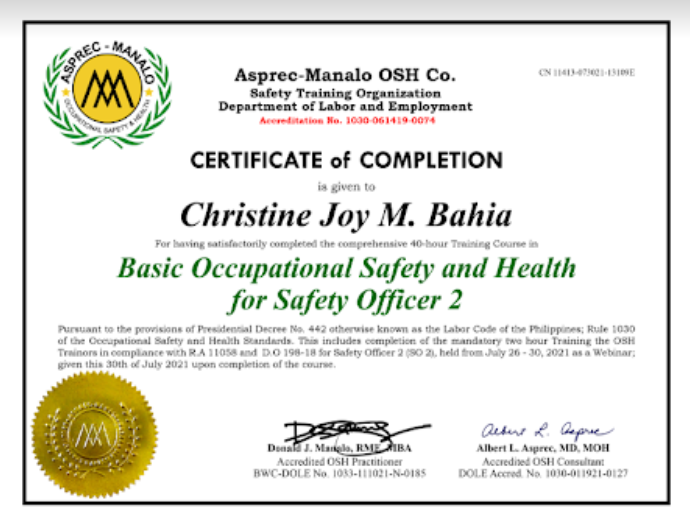 Basic Occupational Safety and Health