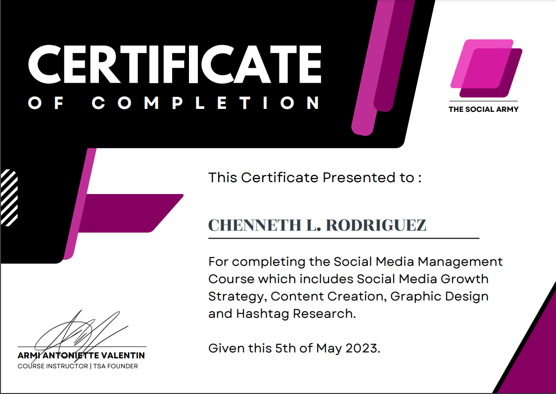 SMM Course Certificate