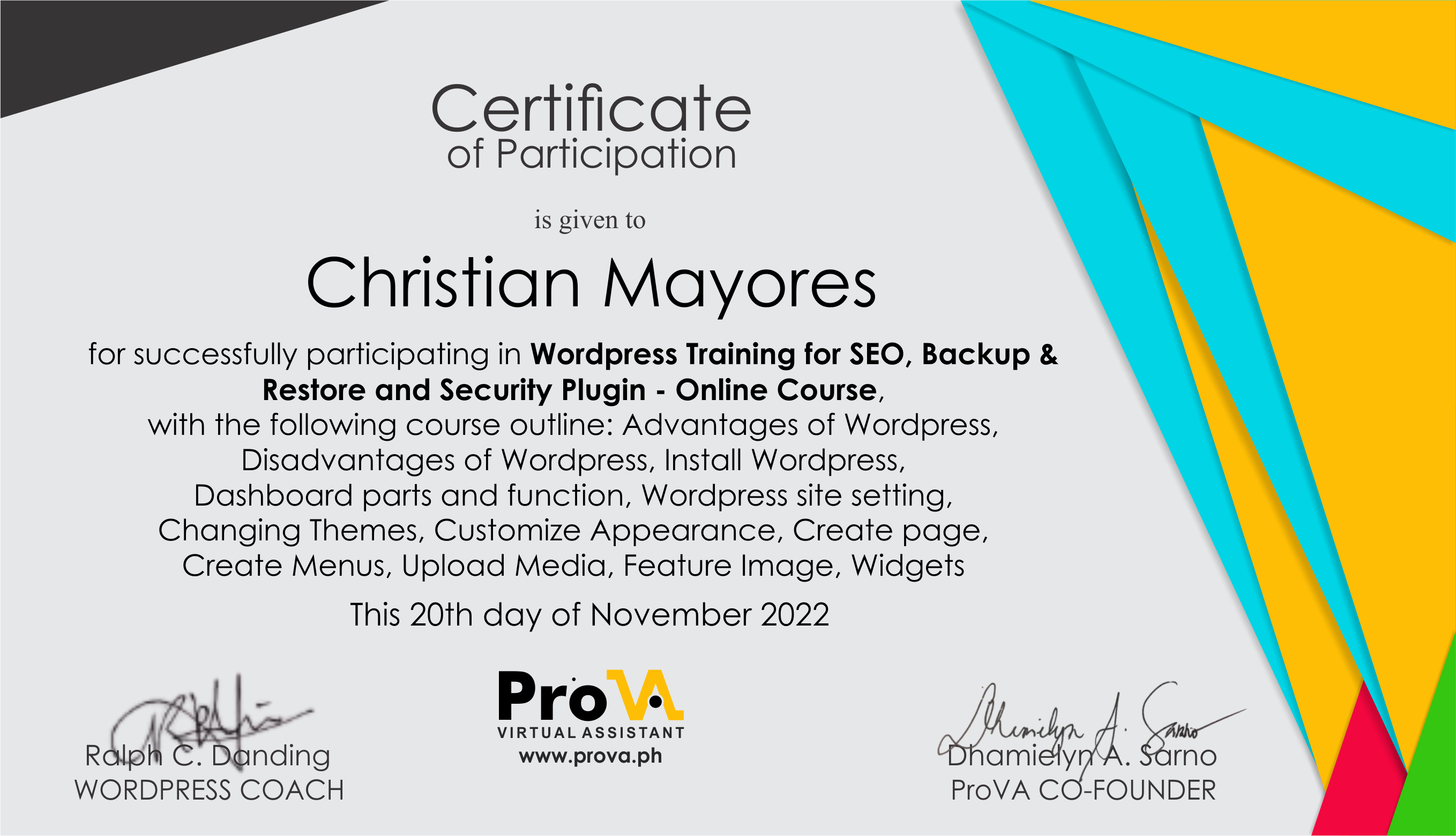 ProVA - Wordpress Training for SEO, Backup & Restore and Security Plugin Online Course