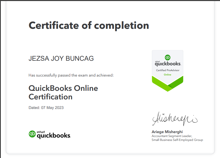 QUICKBOOK ONLINE CERTIFICATION