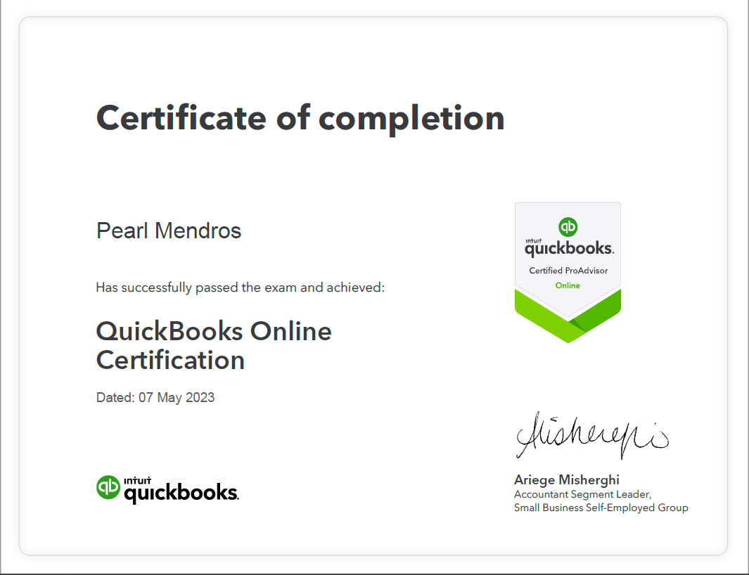 Quickbooks Certificate