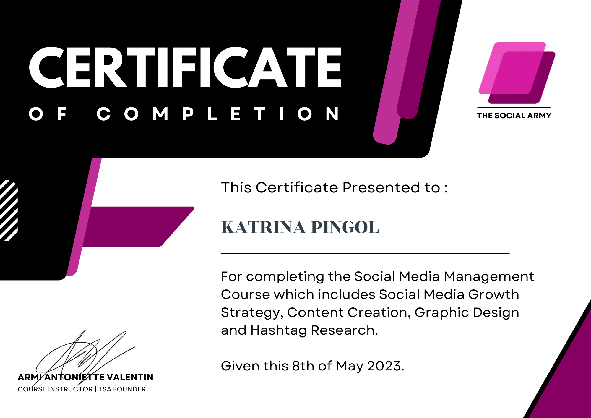 Social Media Manager Certificate