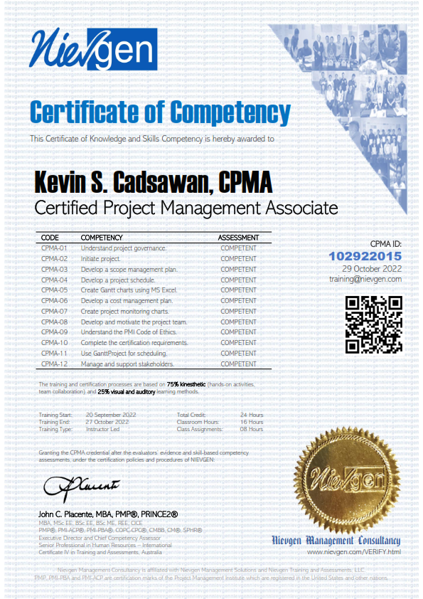 COC Certified Project Management Associate