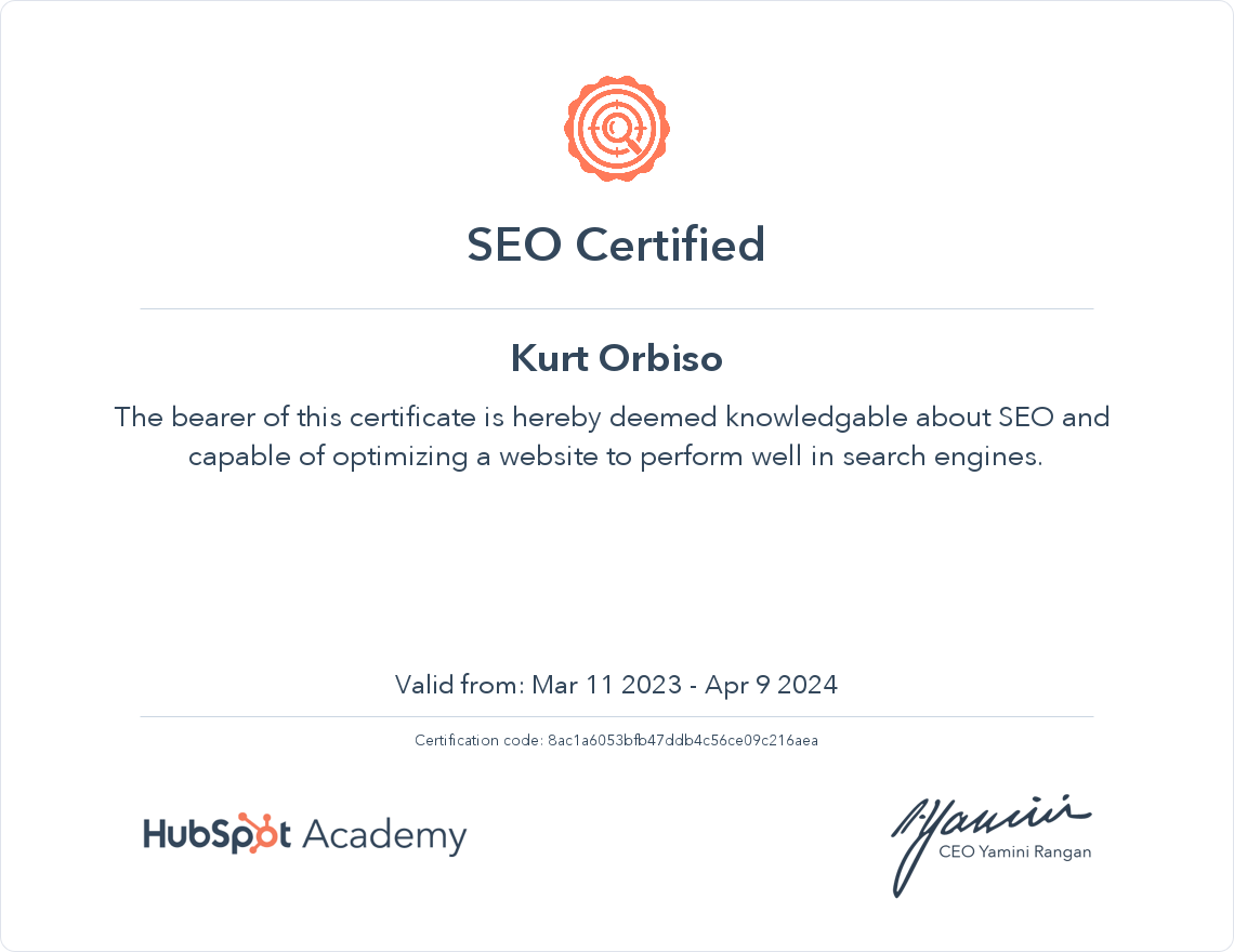 SEO Certificate