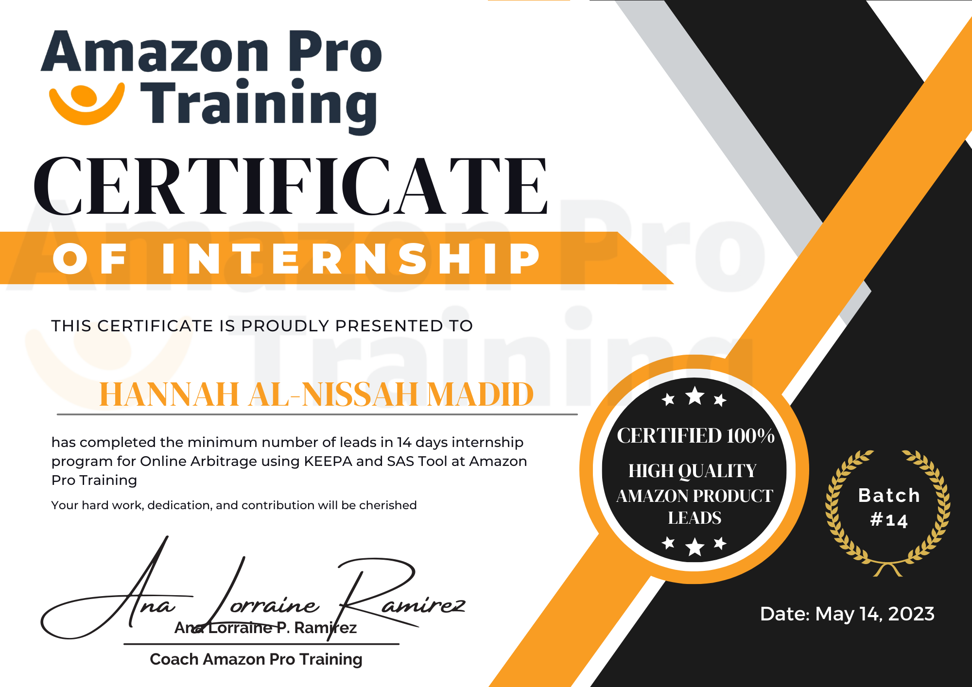 14 days Amazon internship