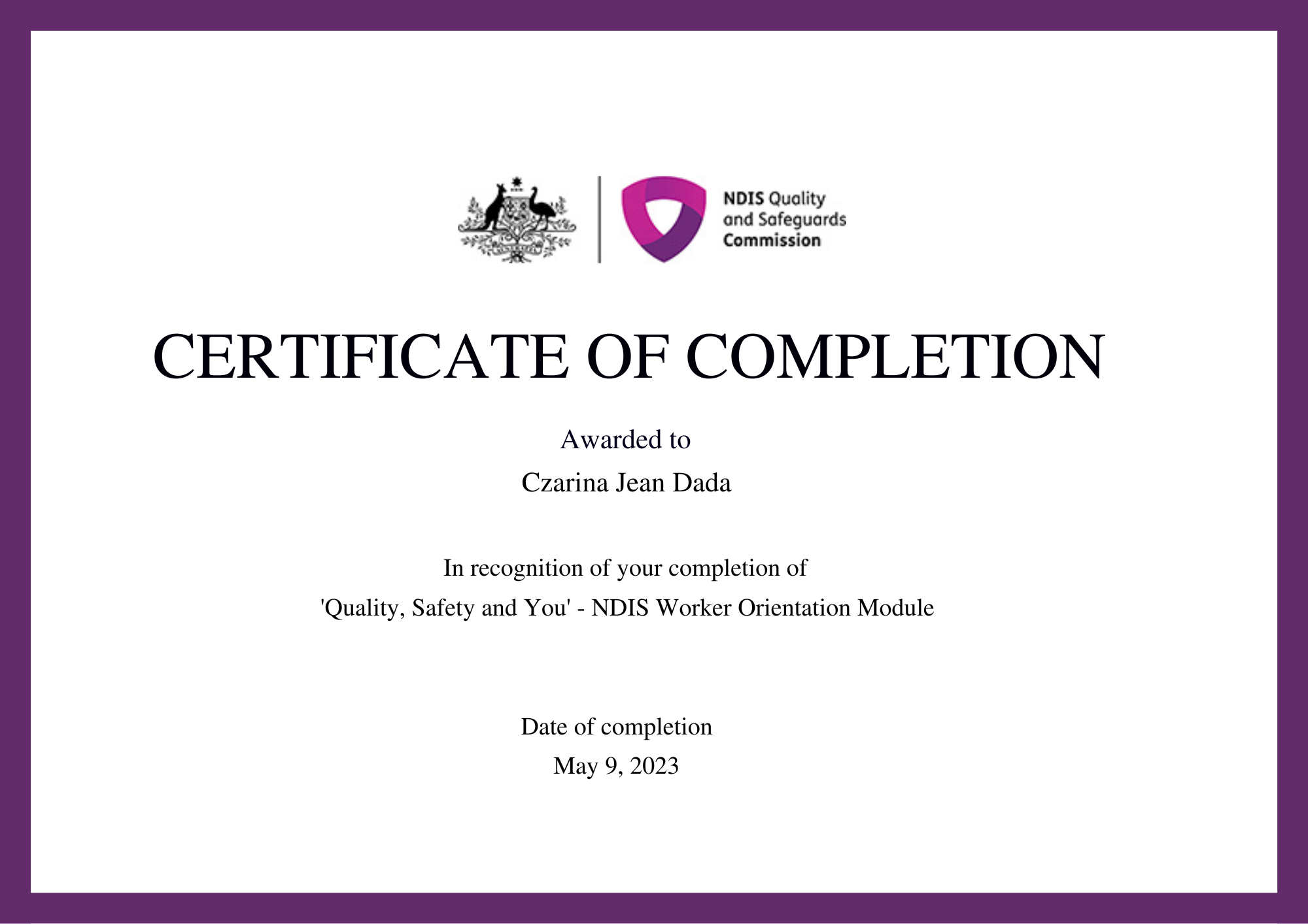 QUALITY, SAFETY and YOU (NDIS)