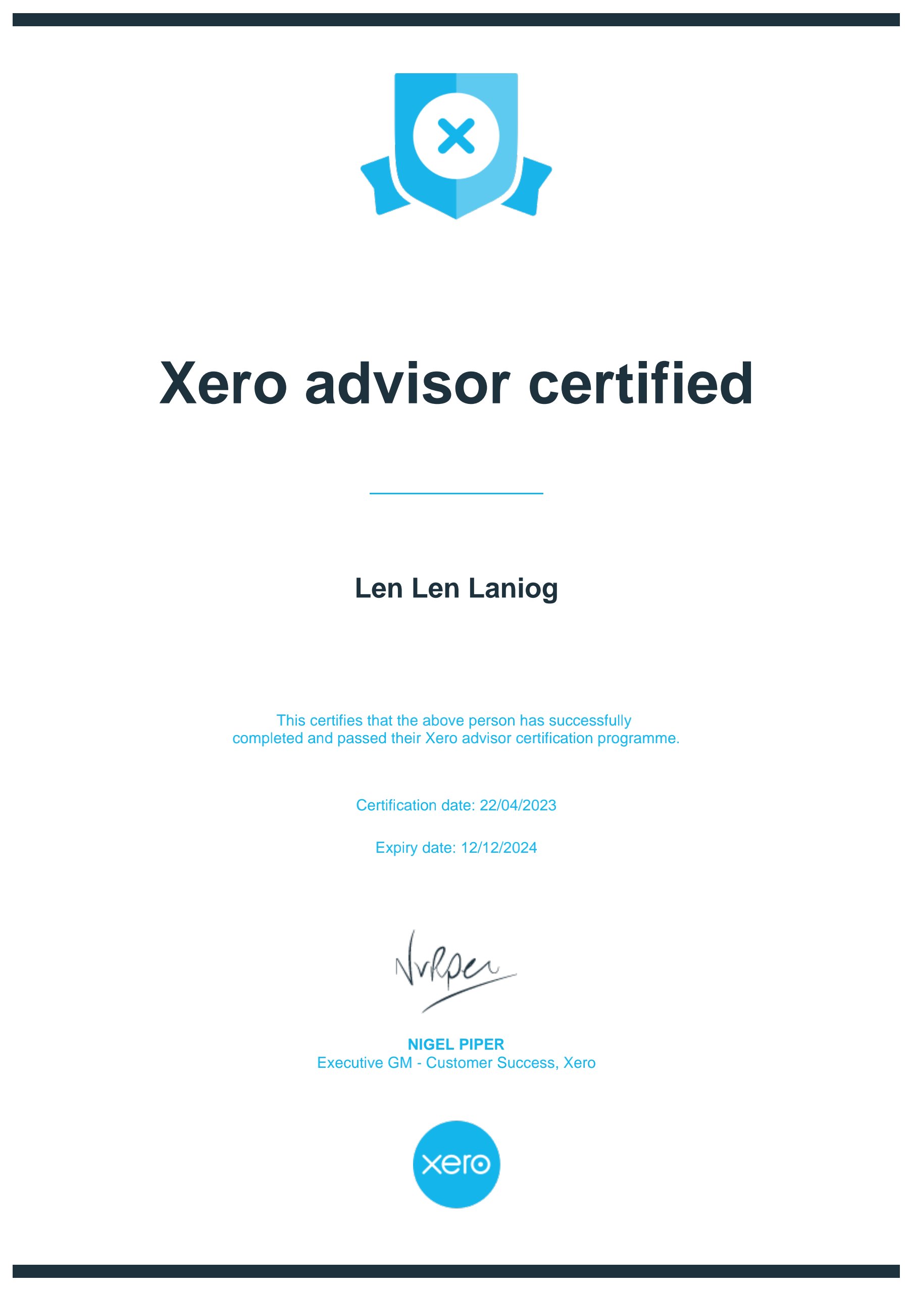 Xero Advisor Certificate