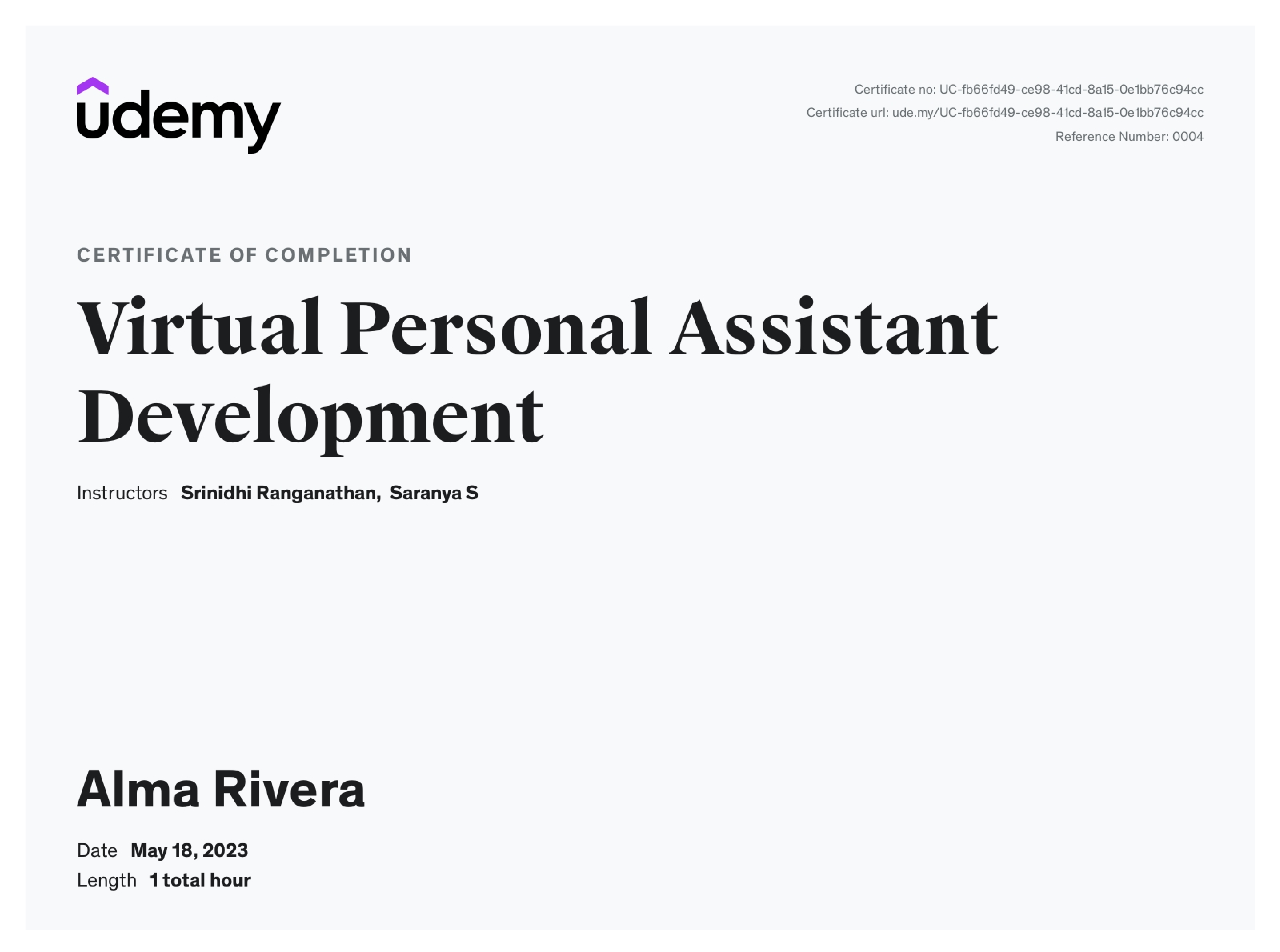 UDEMY Virtual Personal Assistant Development Course
