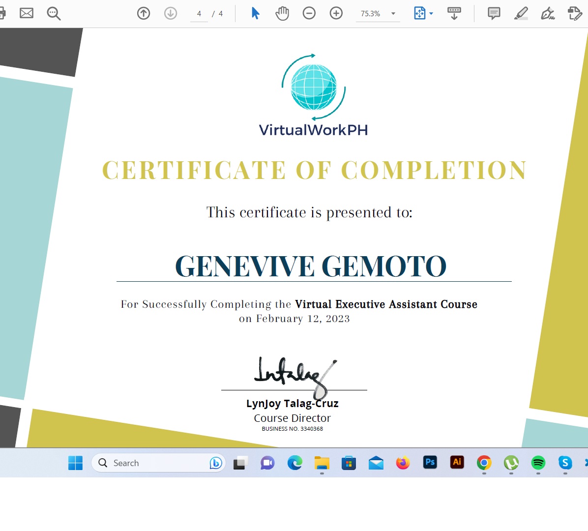 Virtual Assistant Certificate