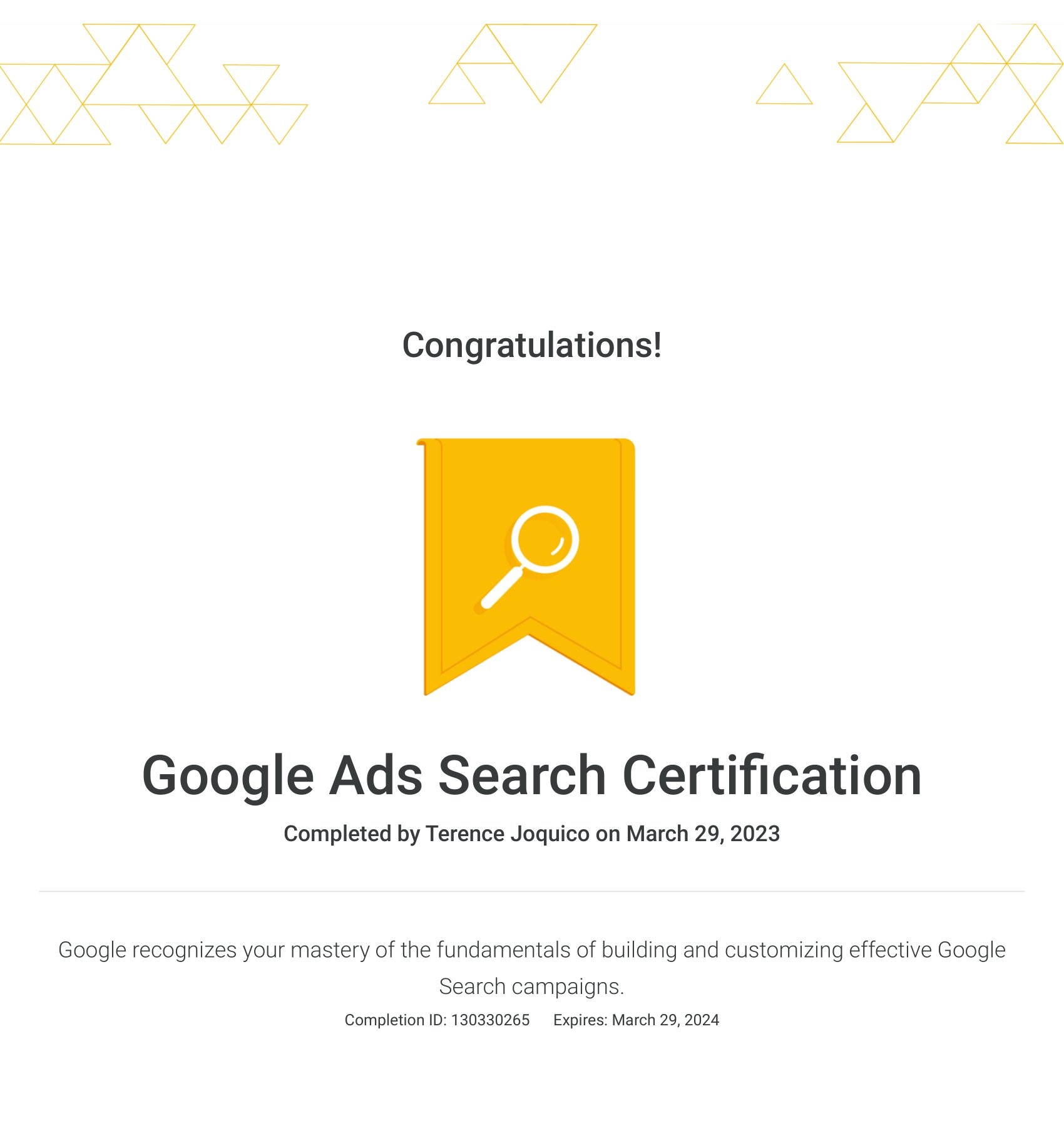 Google Ads Search Certification