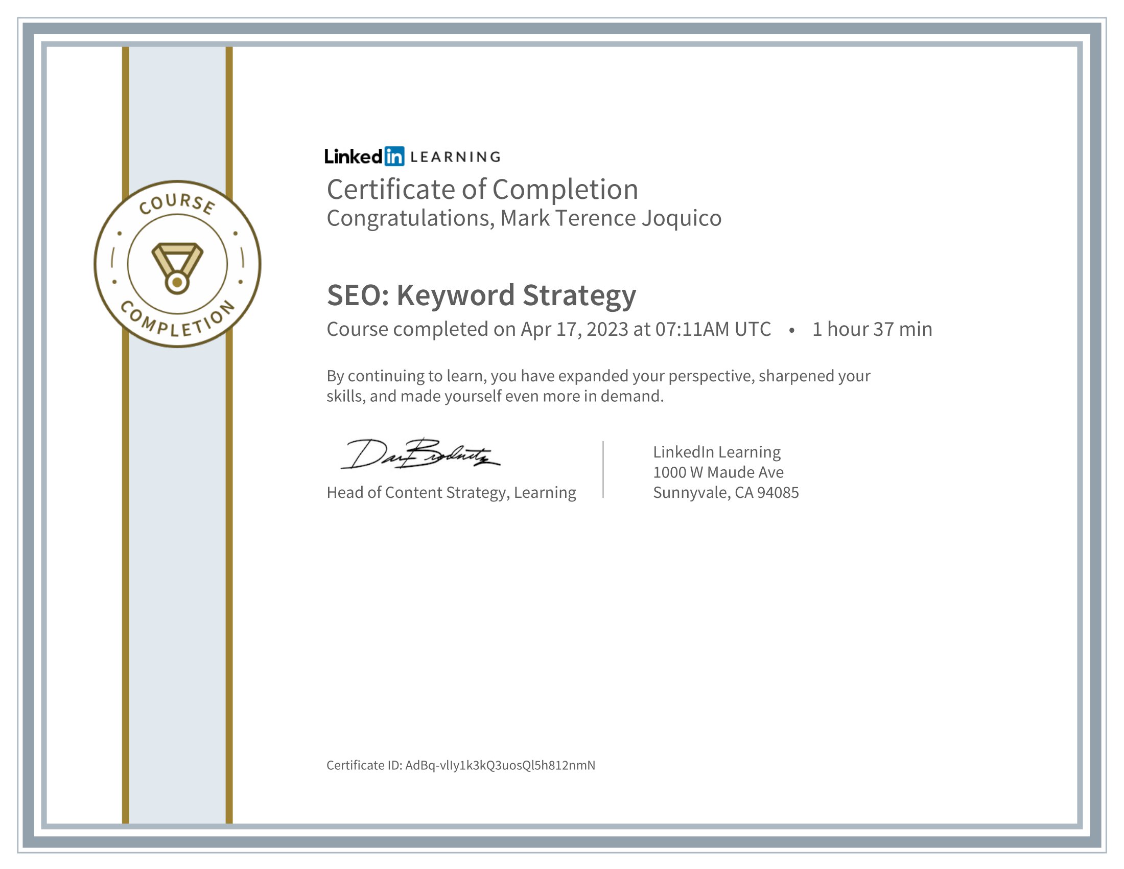 LinkedIn Certificate - SEO Keyword Strategy