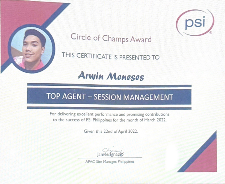 PSI Top Agent Certificate