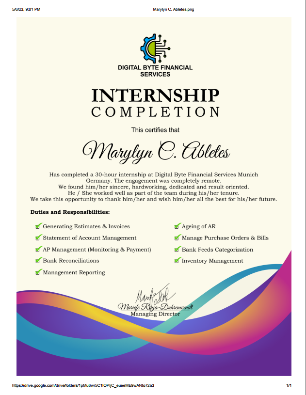 Internship Certificate