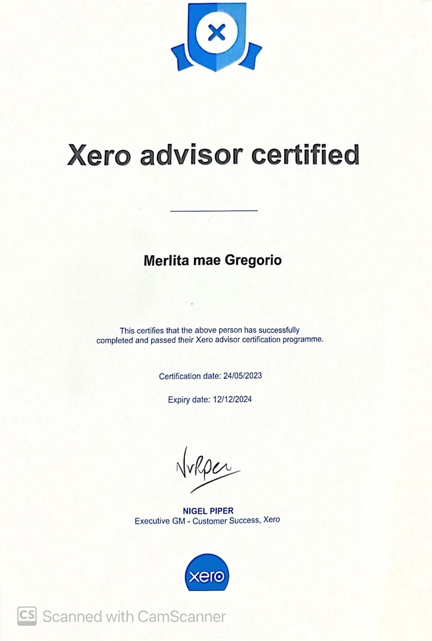 XERO ADVISOR CERTIFIED