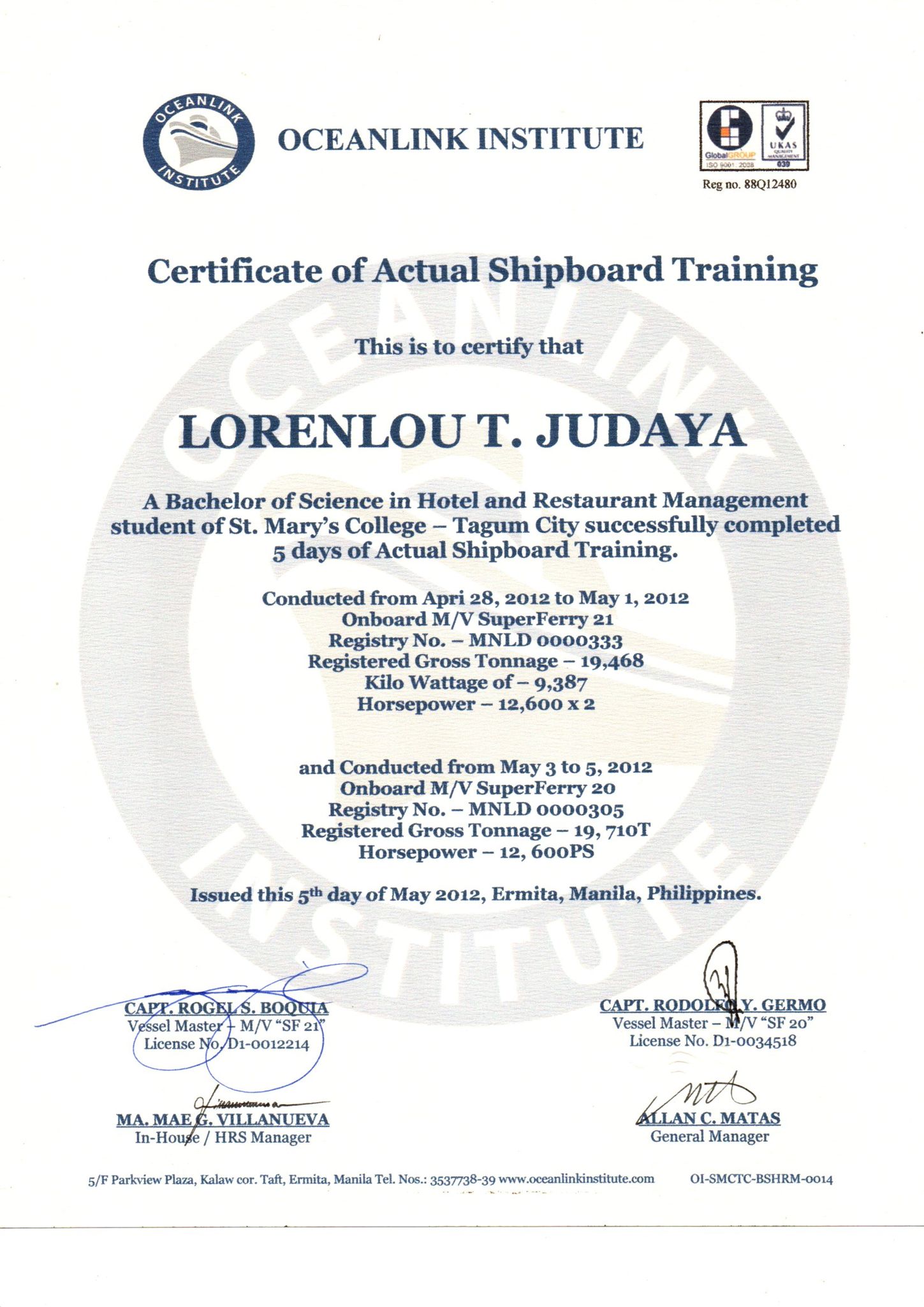 Shipboard Training