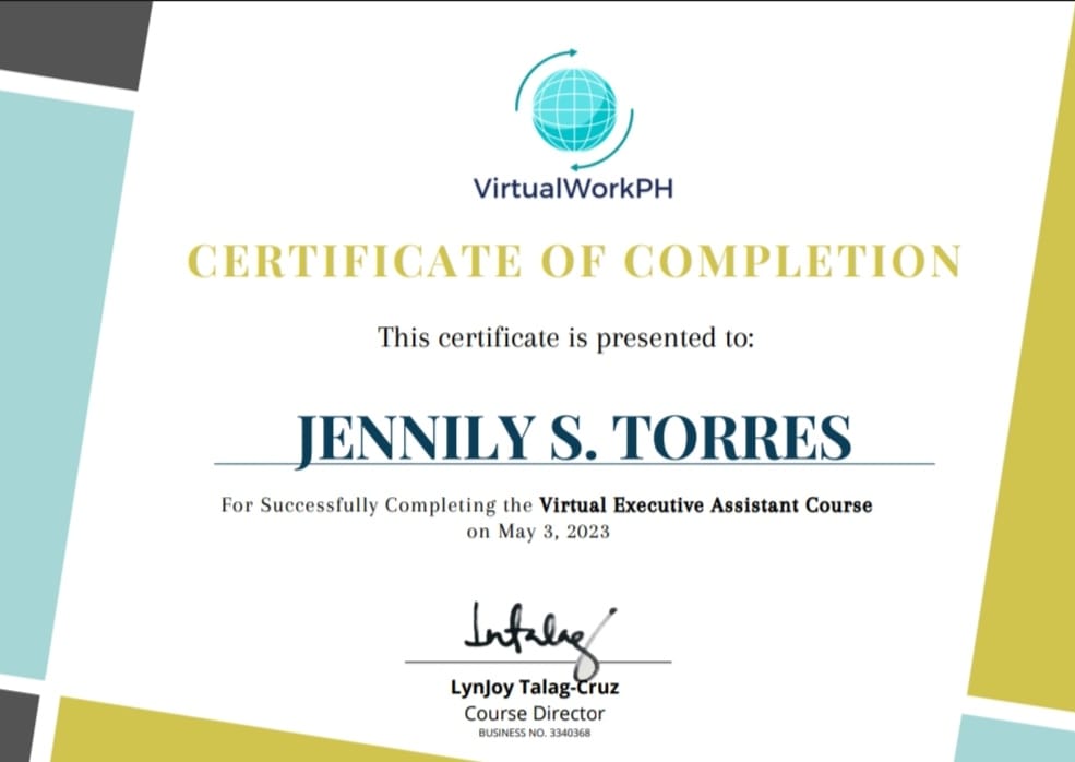 Virtual Executive Assistant Course Certificate