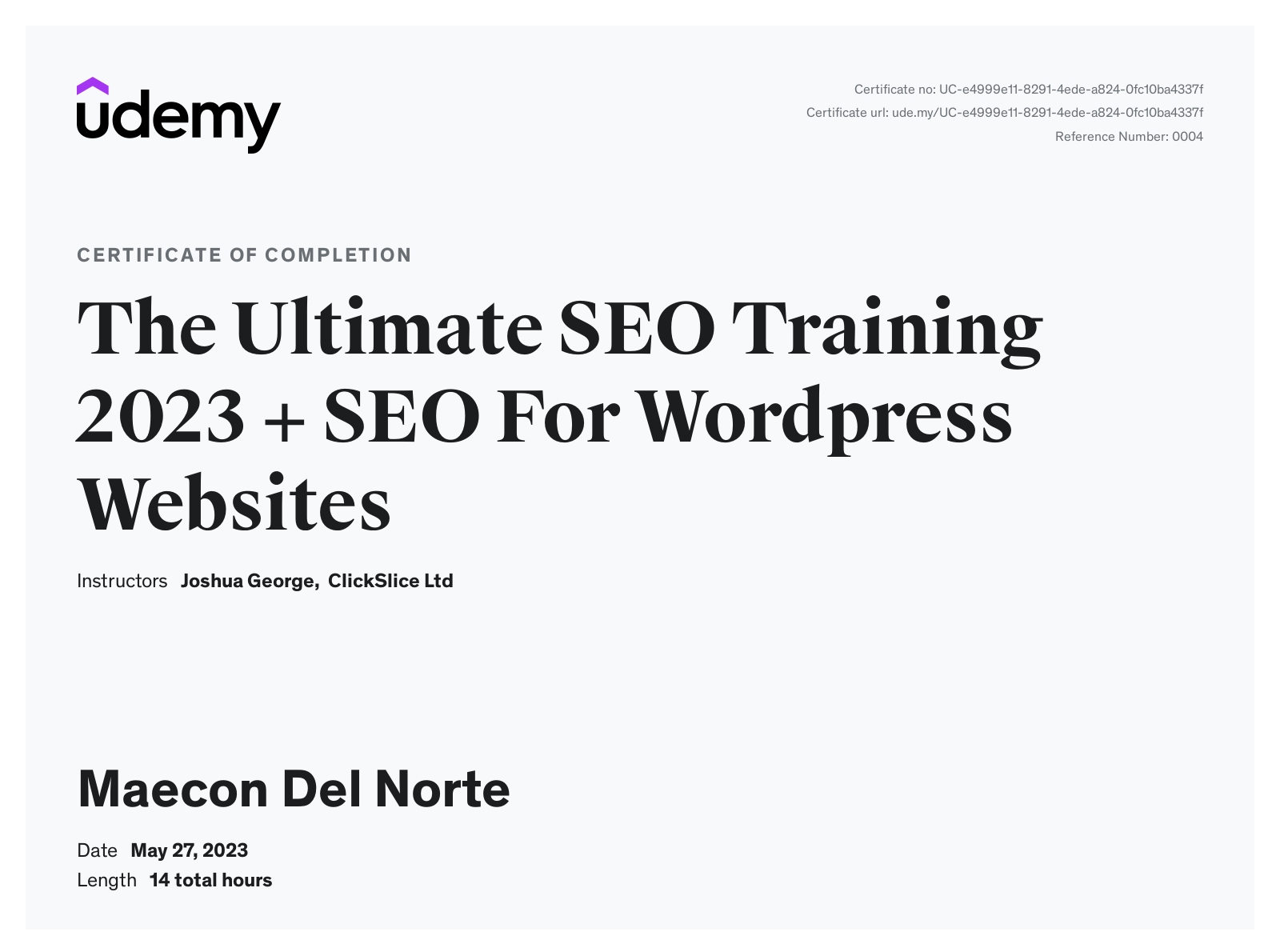 SEO Certificate 2