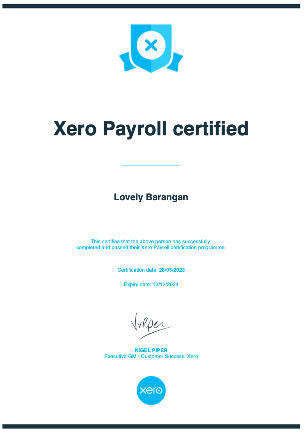 Xero Payroll Certified