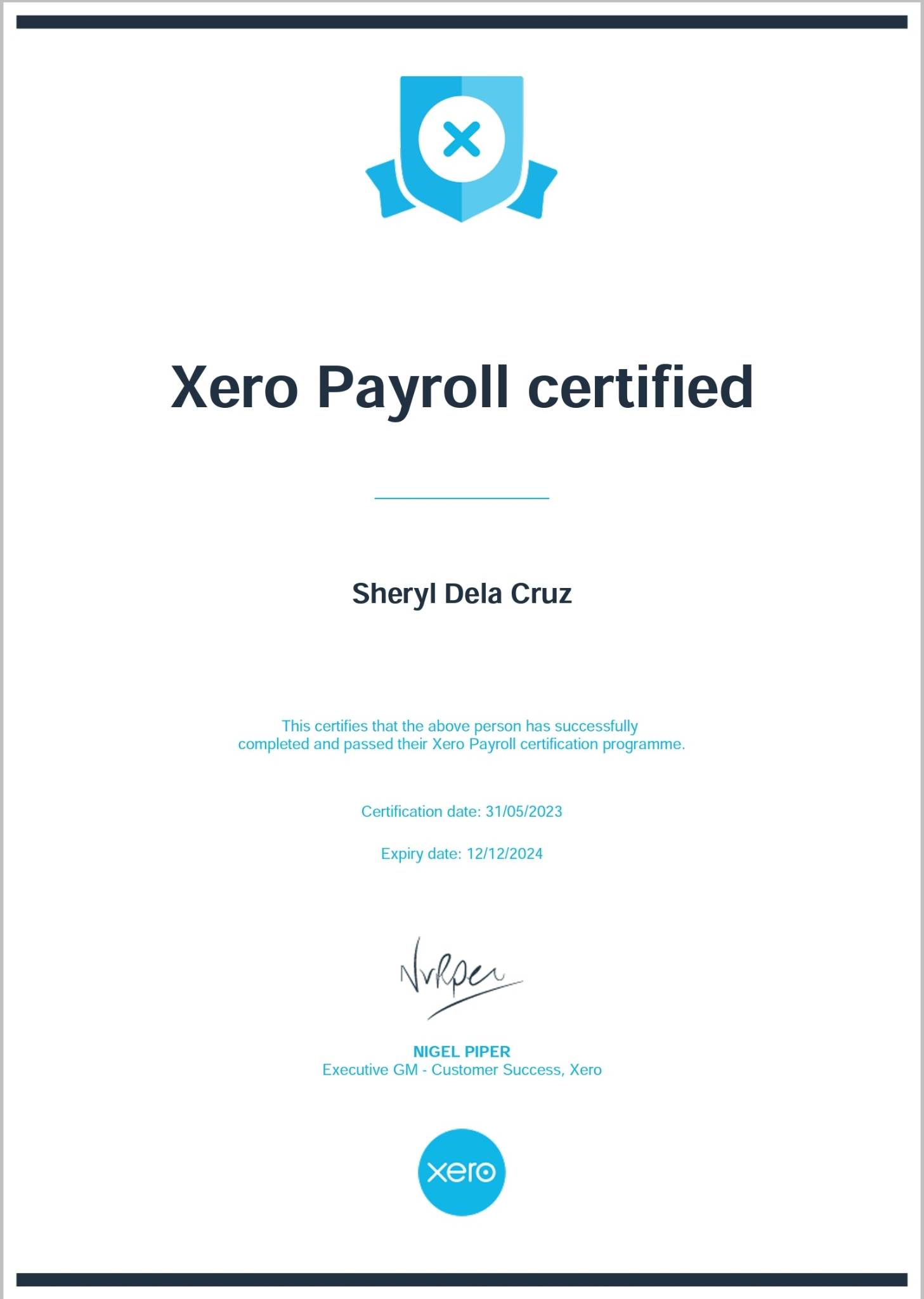 Xero Payroll Certified