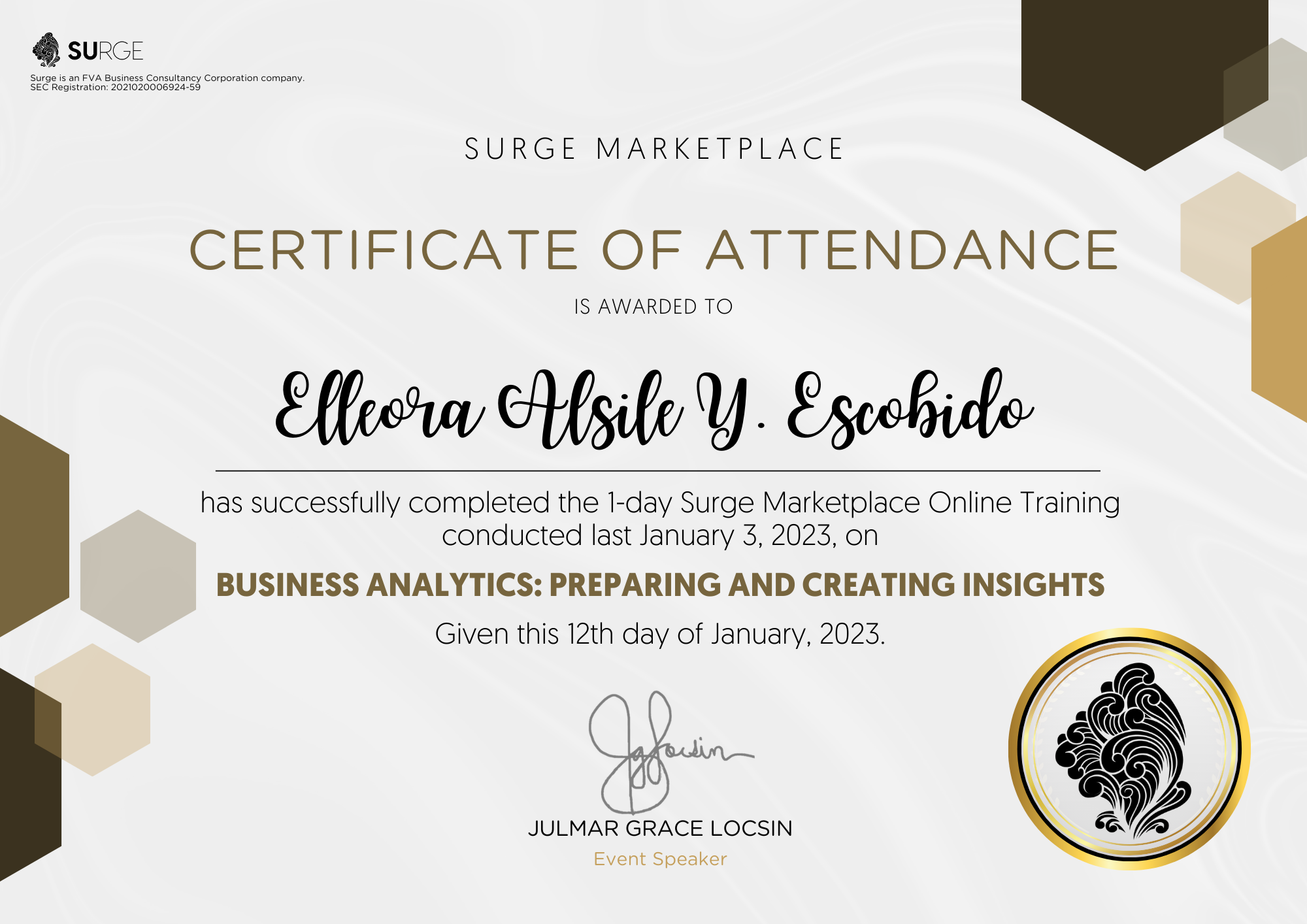 Business Analytics: Preparing and Creating Insights Certificate