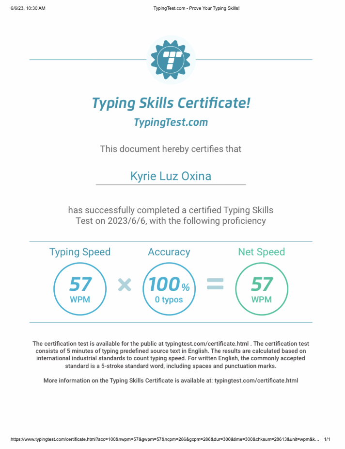 Typing Cert.