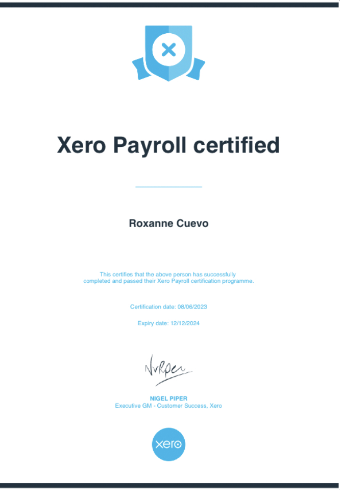 Xero Payrol Certified