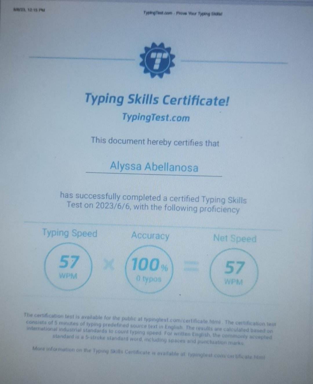 Typing test