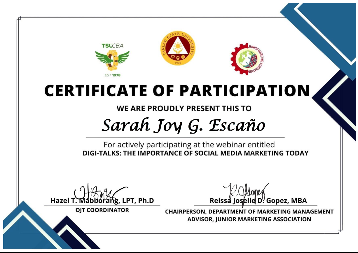 Certification of Participation