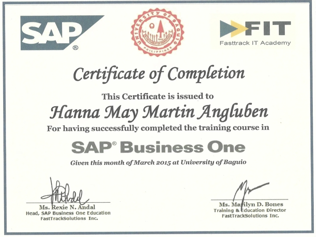 SAP ONE CERTIFICATE