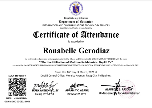 Multimedia Materials Certificate