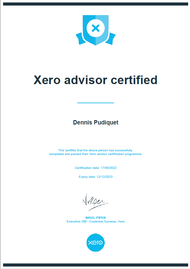 Xero advisor certificate