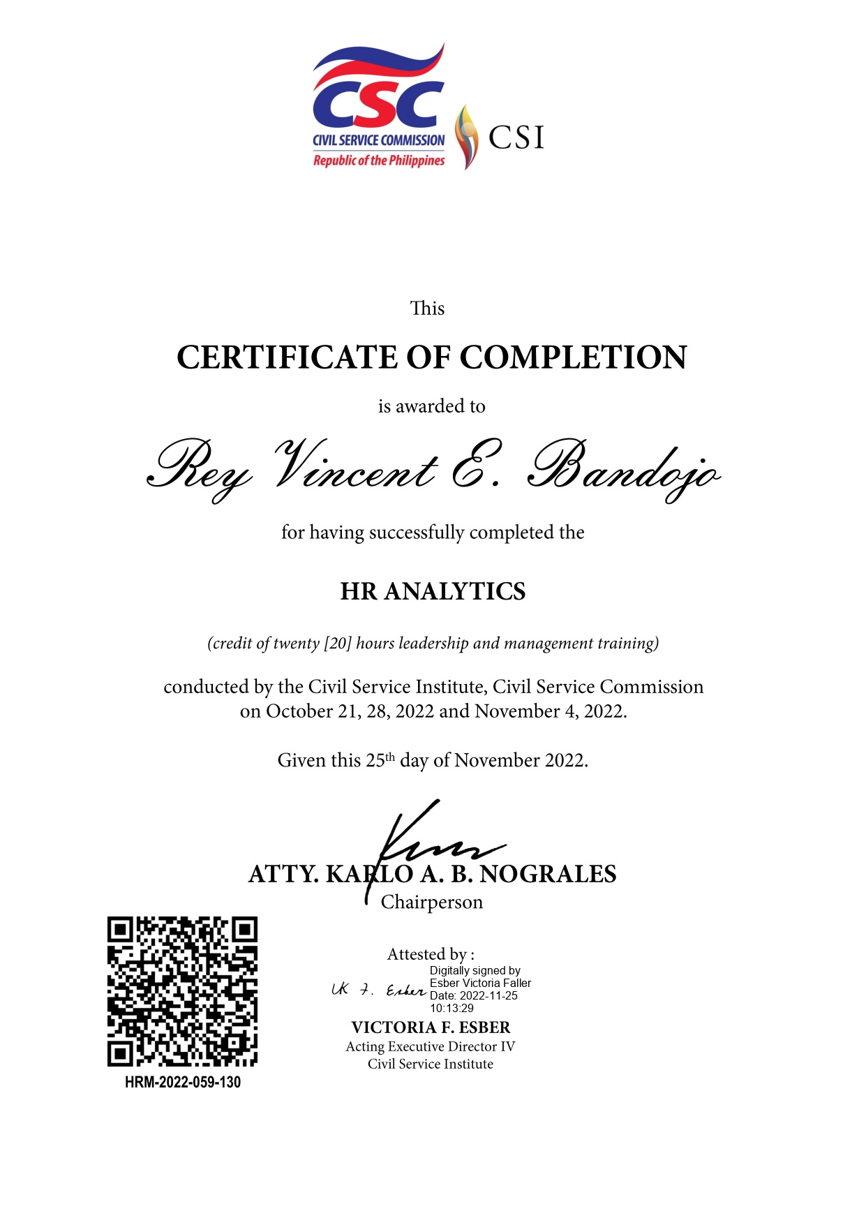 HR Analytics Certificate