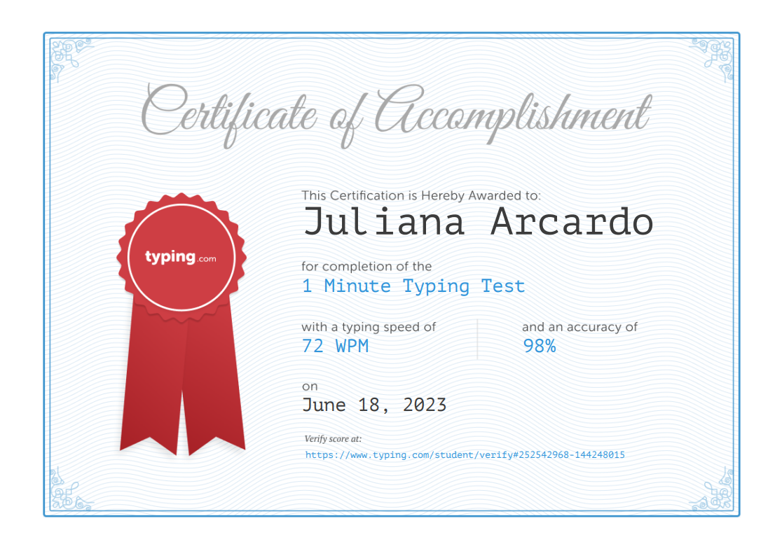 TYPING CERTIFICATE