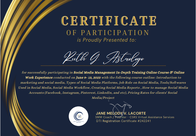 SMM training Certificate