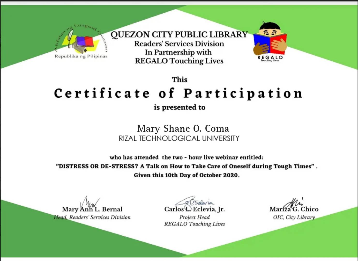 Certificate of Participation