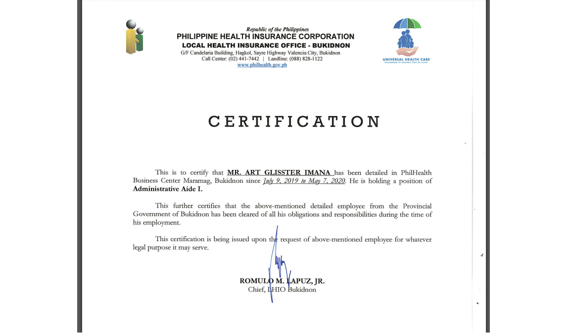 Philhealth certifacation